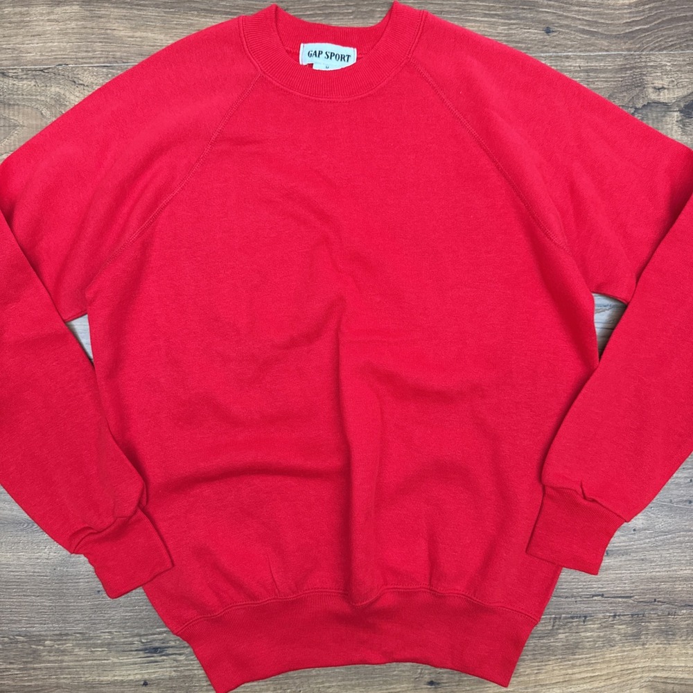Vintage 80s GAP SPORT Red Sweatshirt Medium Made USA Retro Grunge Throwback Cool